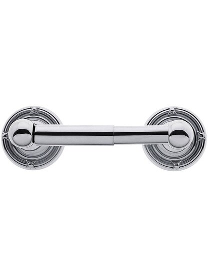 Brass Toilet-Paper Holder with Ribbon and Reed Rosettes in Polished Chrome.
